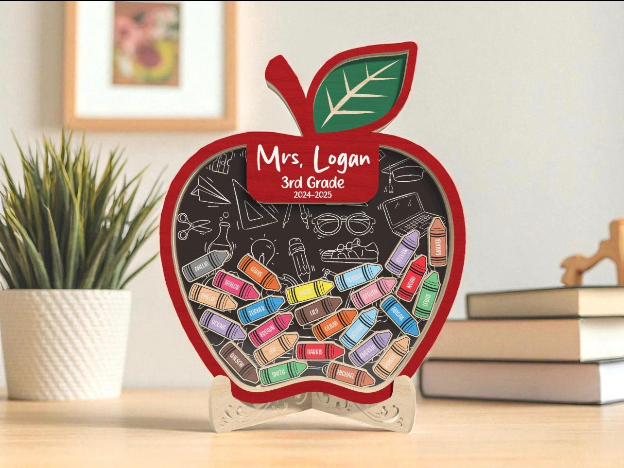 Personalized Teacher Apple Shaker Magnet
