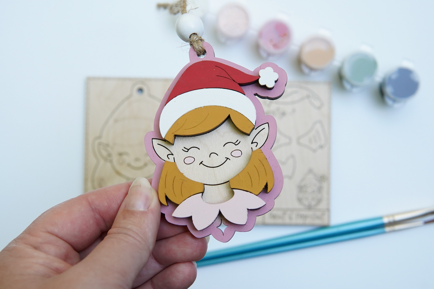Girl Elf Paint and Pop-Out Ornament Kit