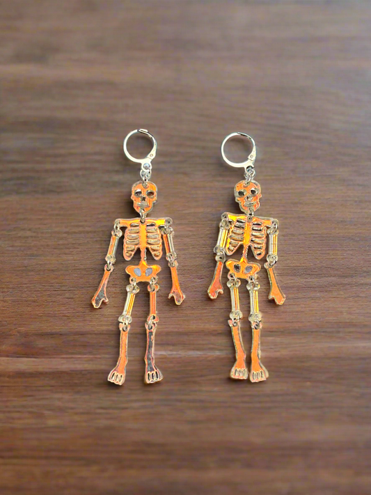 Iridescent Dangly Skeleton with Mini Hoops