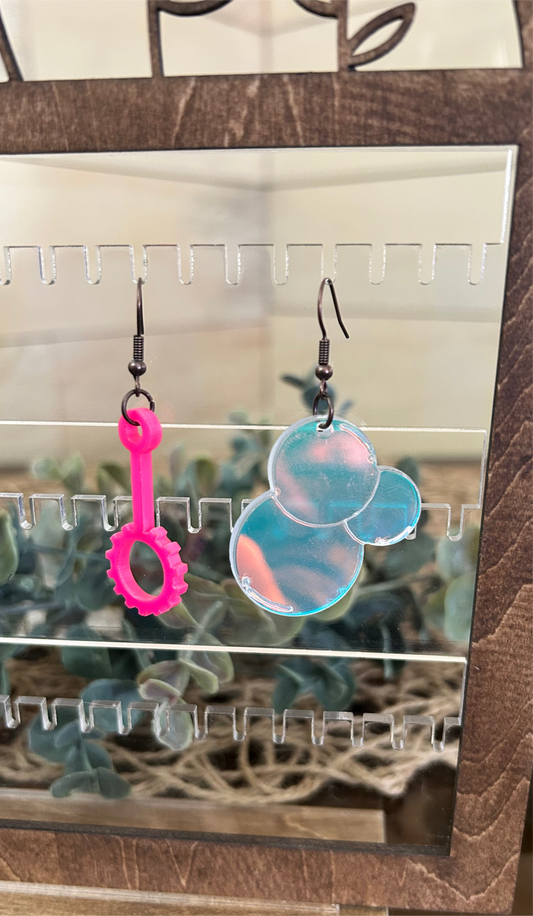 Iridescent Bubbles + Wand Acrylic Earrings
