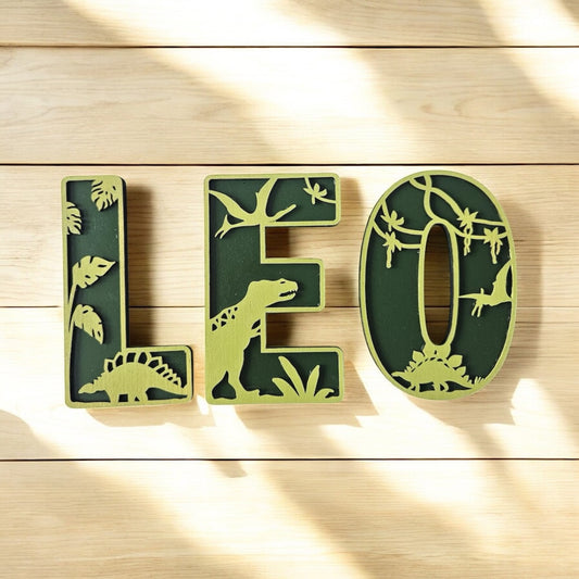 Dinosaur Custom Layered Name Sign for Nursery, Kids’ Room, Decor
