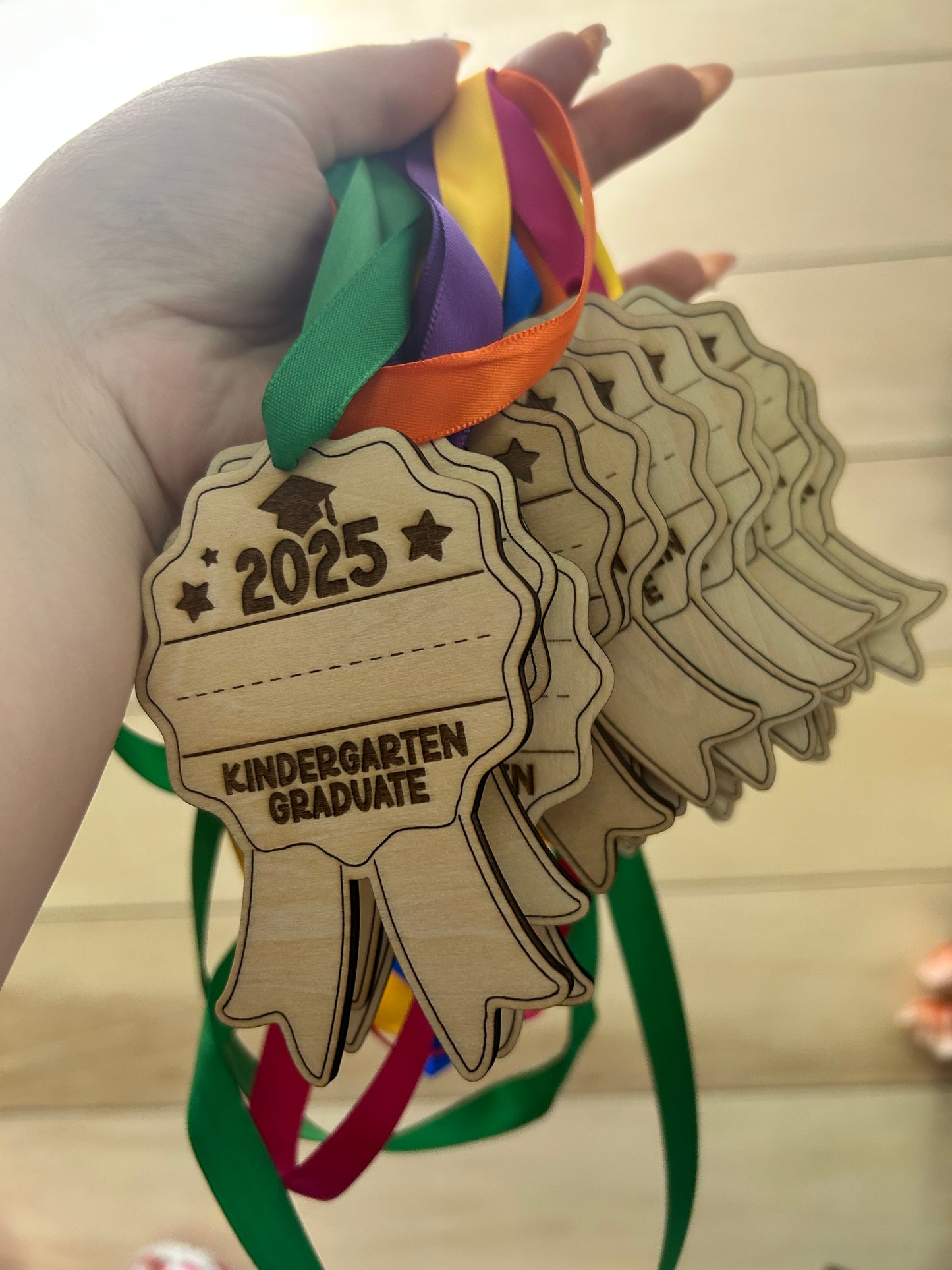 School Graduation Engraved Wood Medal