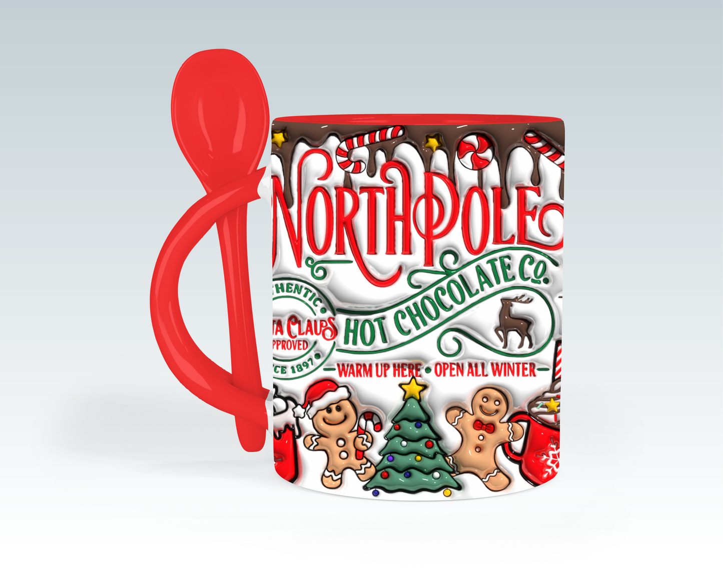 North Pole Hot Chocolate Co. Christmas Mug with Spoon