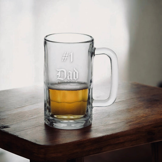 #1 Dad Engraved Beer Mug for Father’s Day, Birthday & More