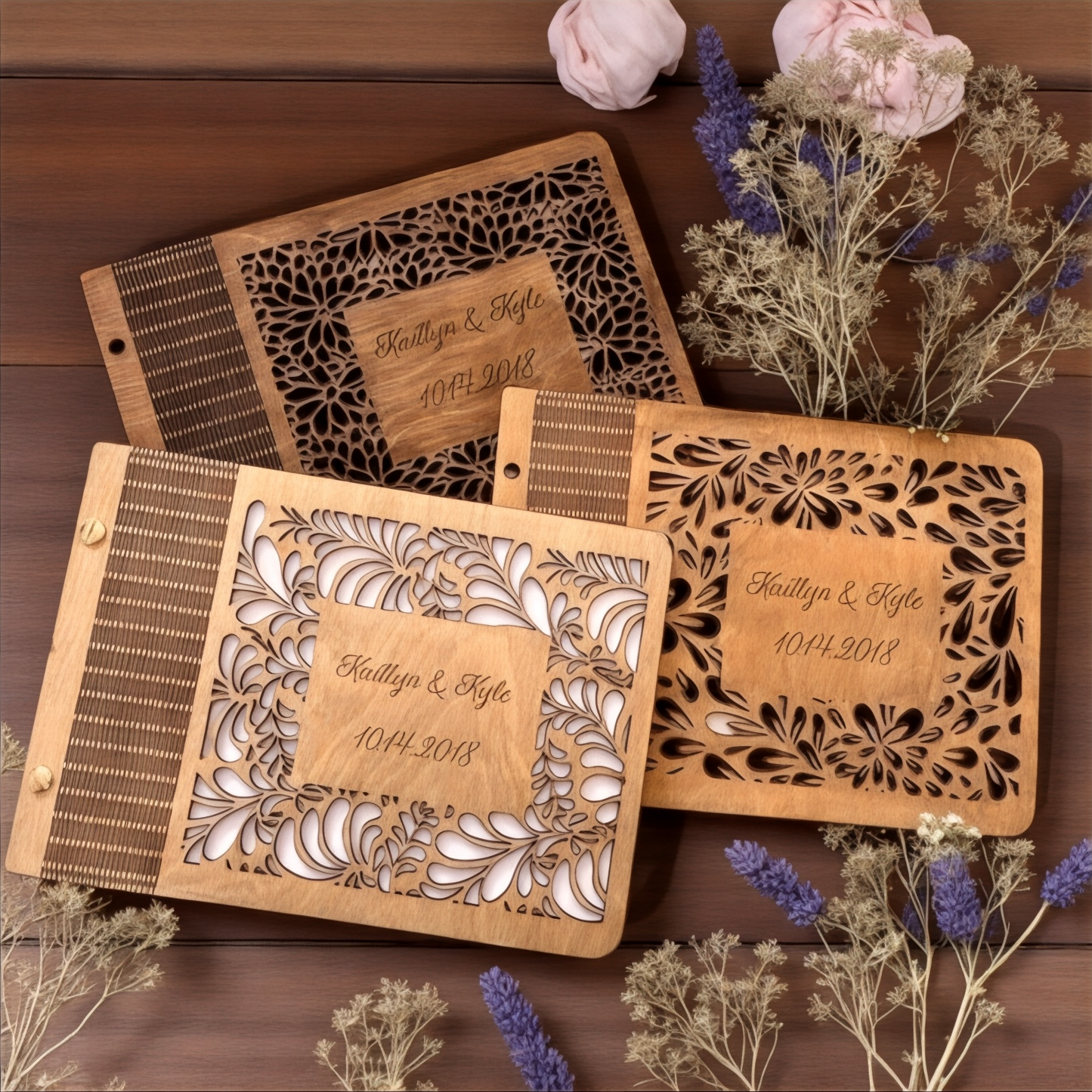 Wooden Wedding Album Signature Guest Book