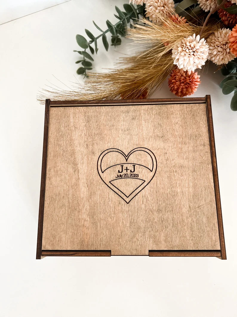 Customized Guest Book Heart Shaped Sign With Wooden Box
