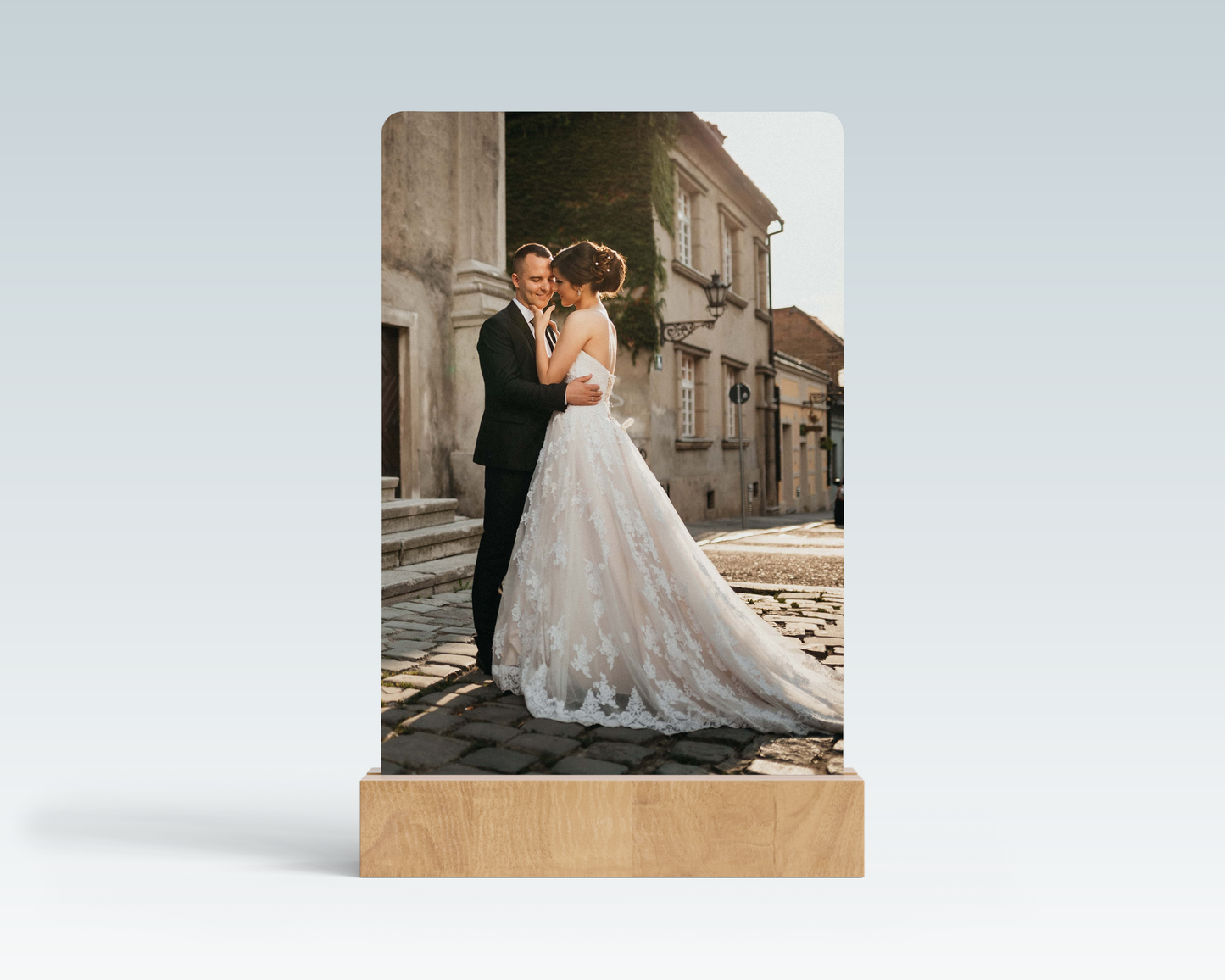 Personalized Light Frame with Wood Base - 6” x 8”