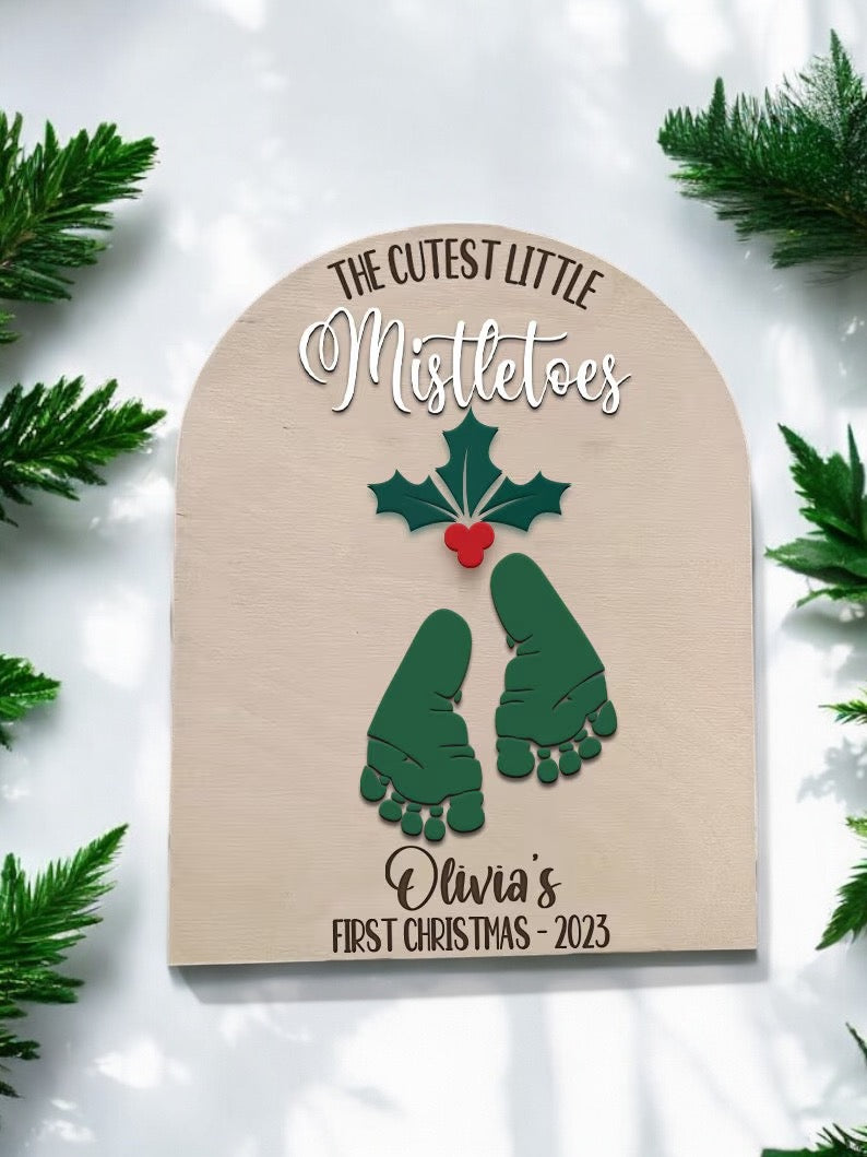 The Cutest Little Mistletoes Footprint Keepsake Christmas Sign