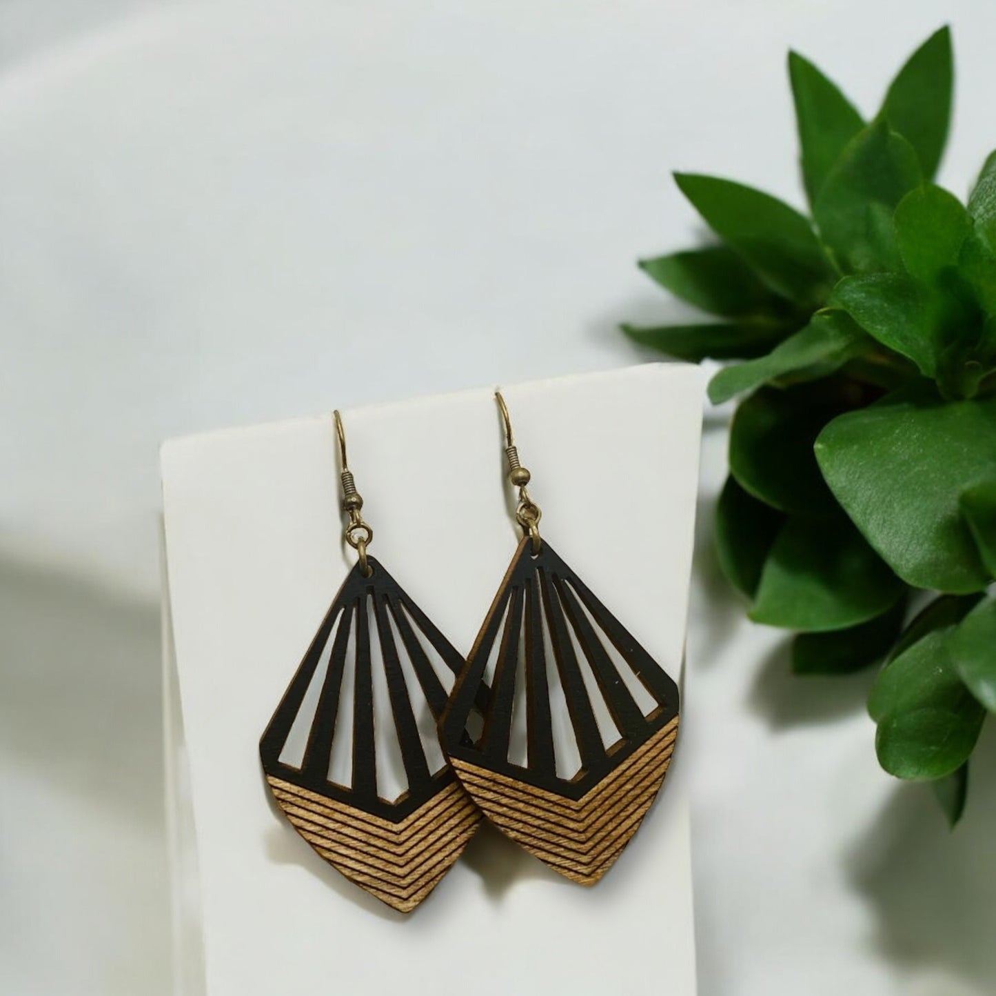 Chandelier Boho Engraved Dangle Laser Cut Wood Earrings