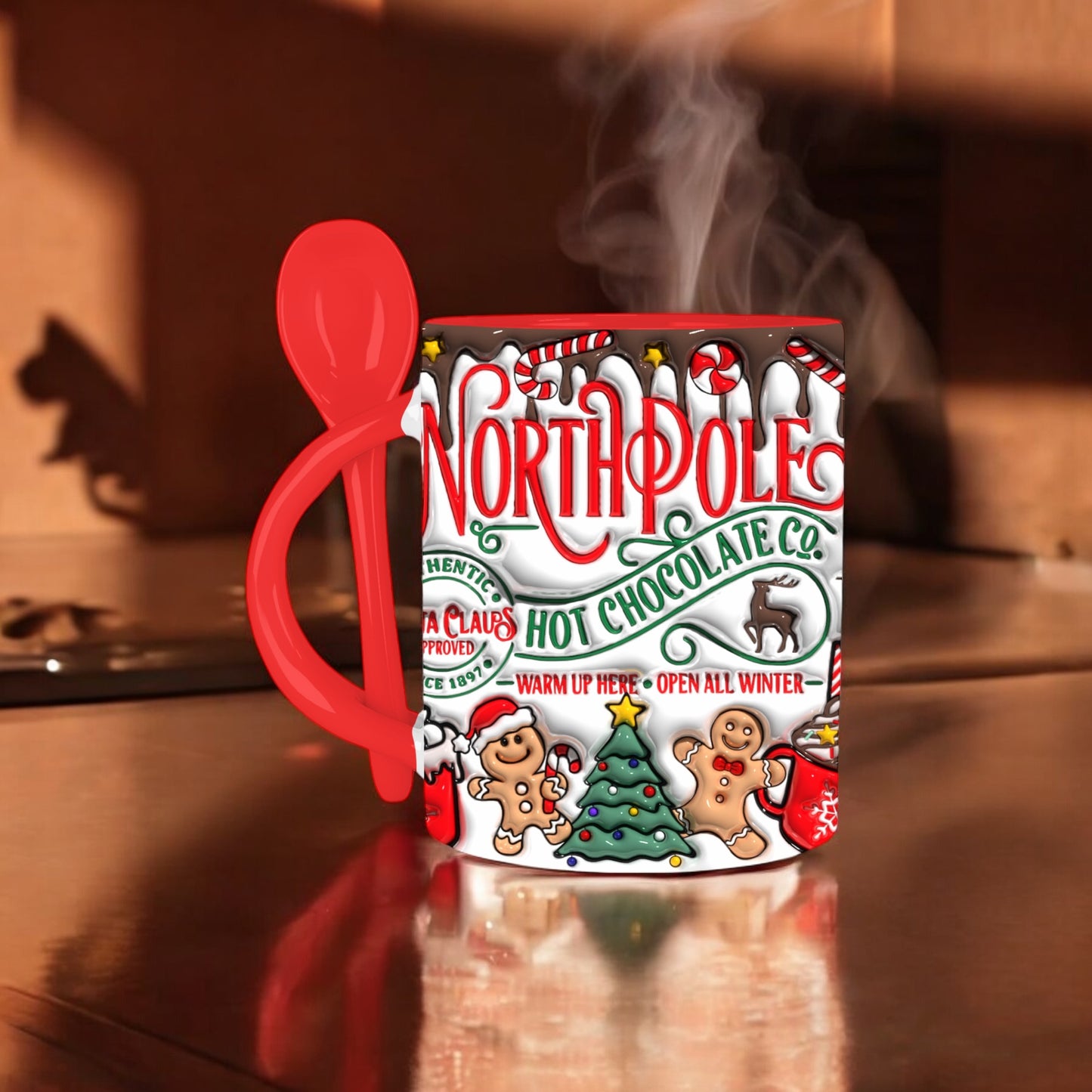 North Pole Hot Chocolate Co. Christmas Mug with Spoon