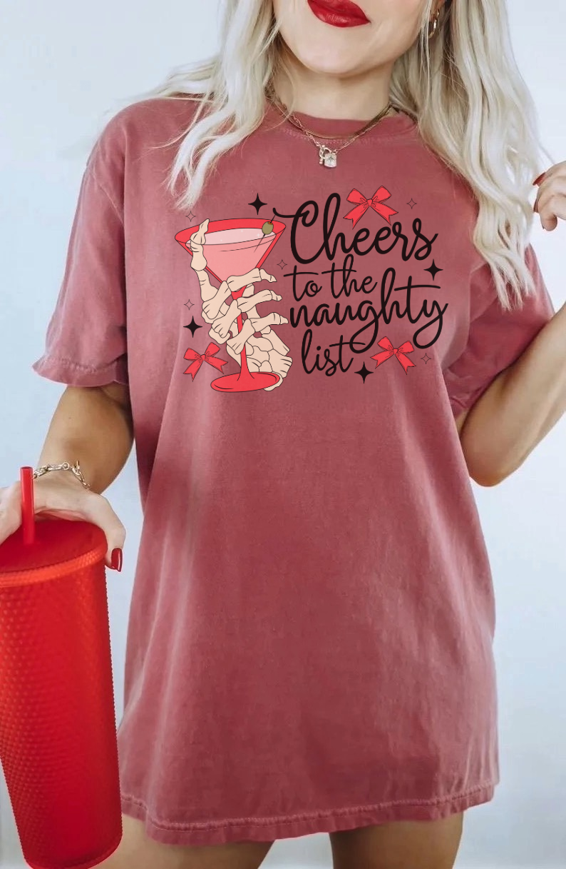 Cheers To The Naughty List Christmas Tee