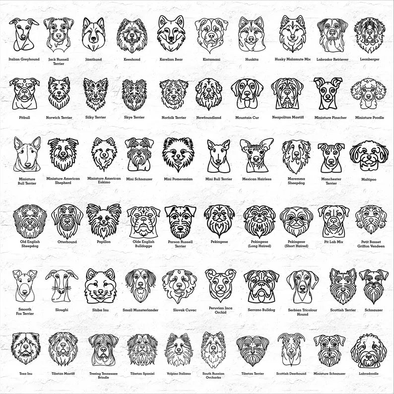 Dog Outline Line Art Personalized Christmas Ornament