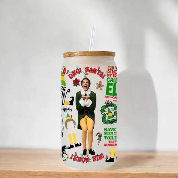 Frosted Christmas Elf Movie Libbey Glass - 16oz