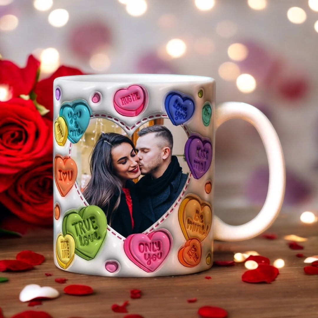 Candy Heart Custom Photo Mug - 11oz/15oz