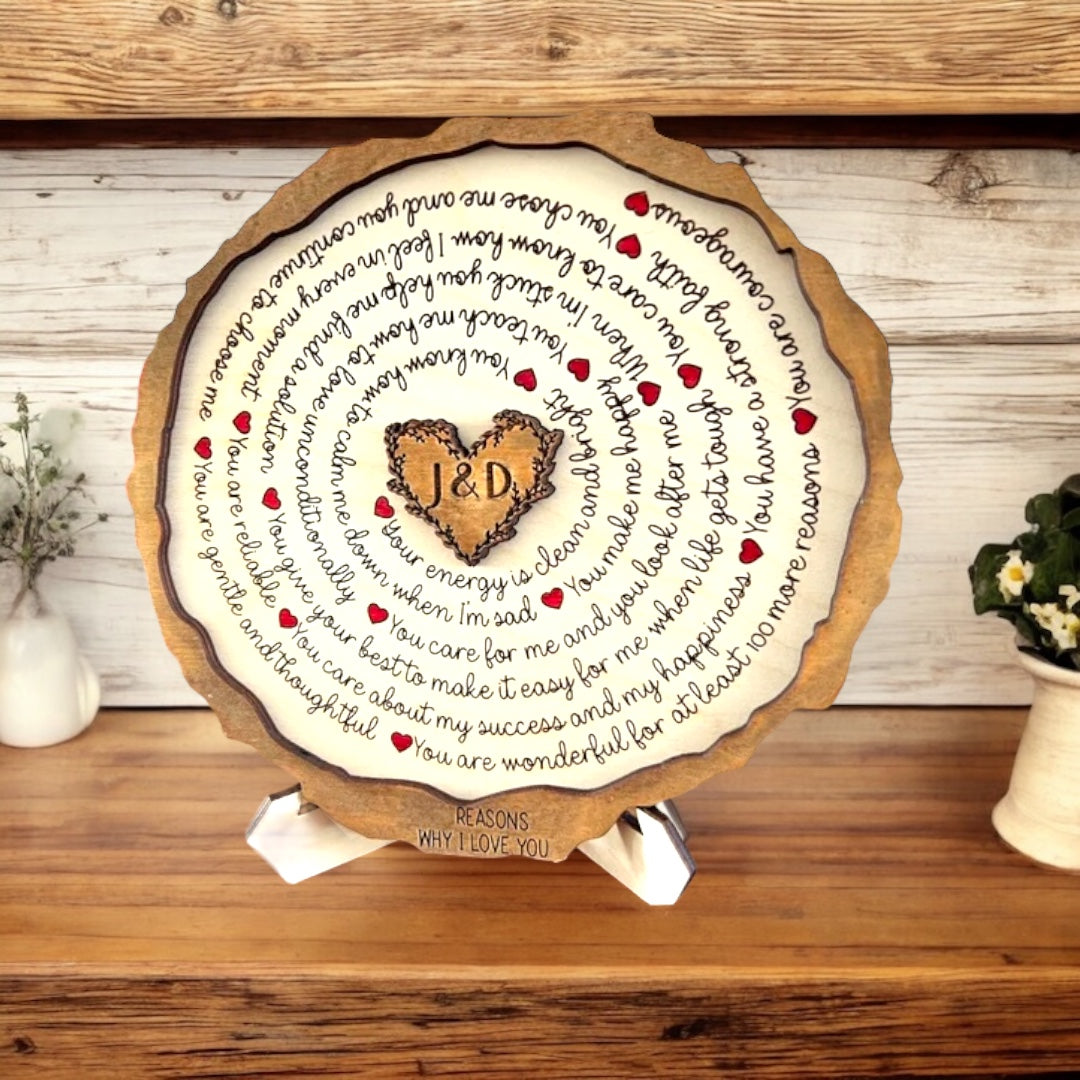 15 Reasons Why I Love You - Custom Initials Valentine’s Day Sign