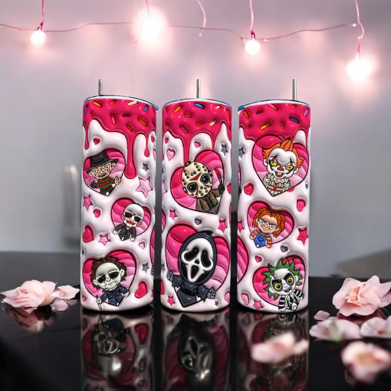 3D Horror Figures Valentine Tumbler - Stainless Steel 20oz