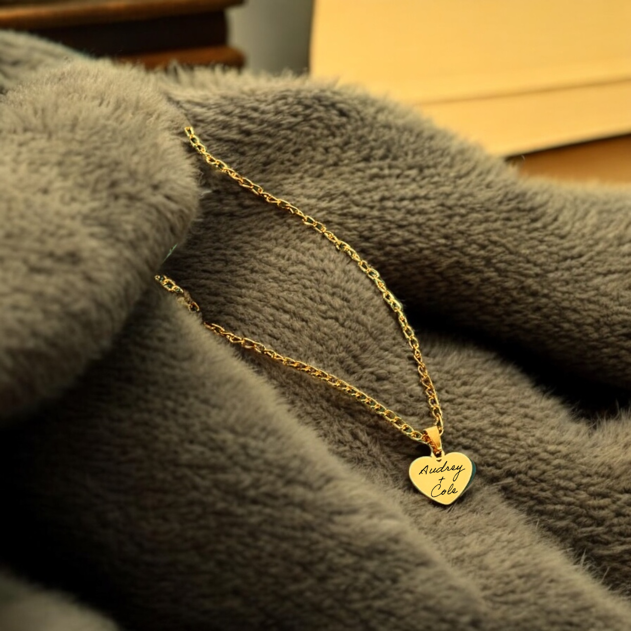 Personalized Engraved Heart Necklace with Custom Writing