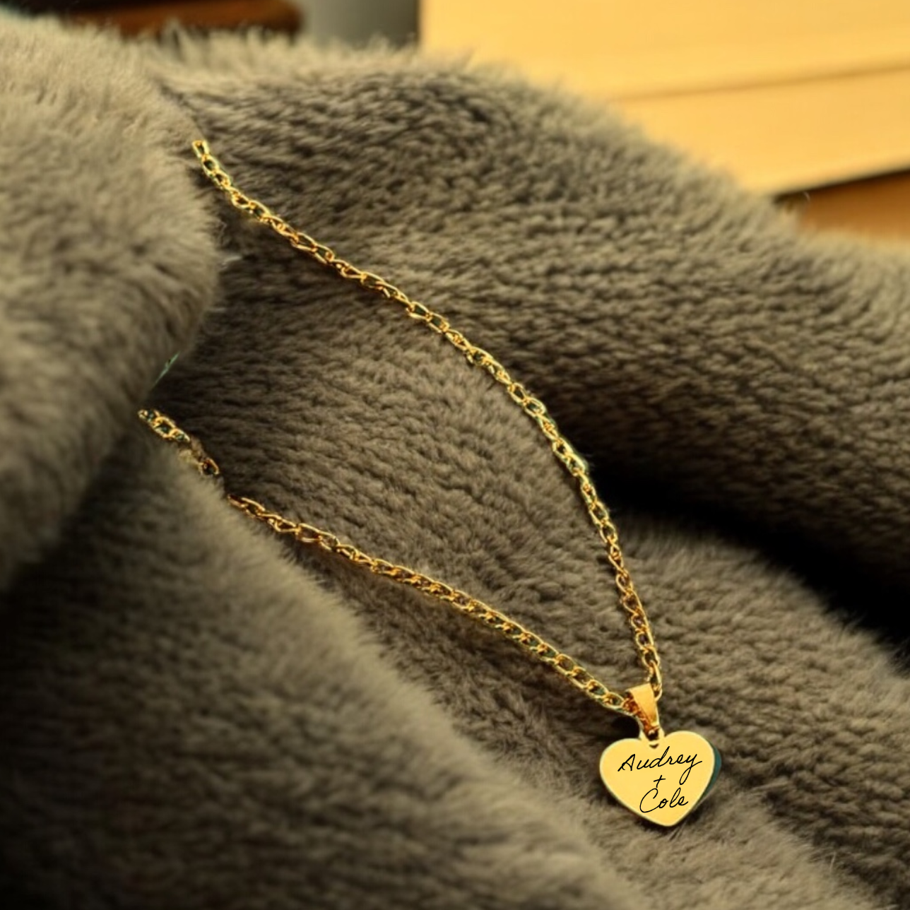 Personalized Engraved Heart Necklace with Custom Writing