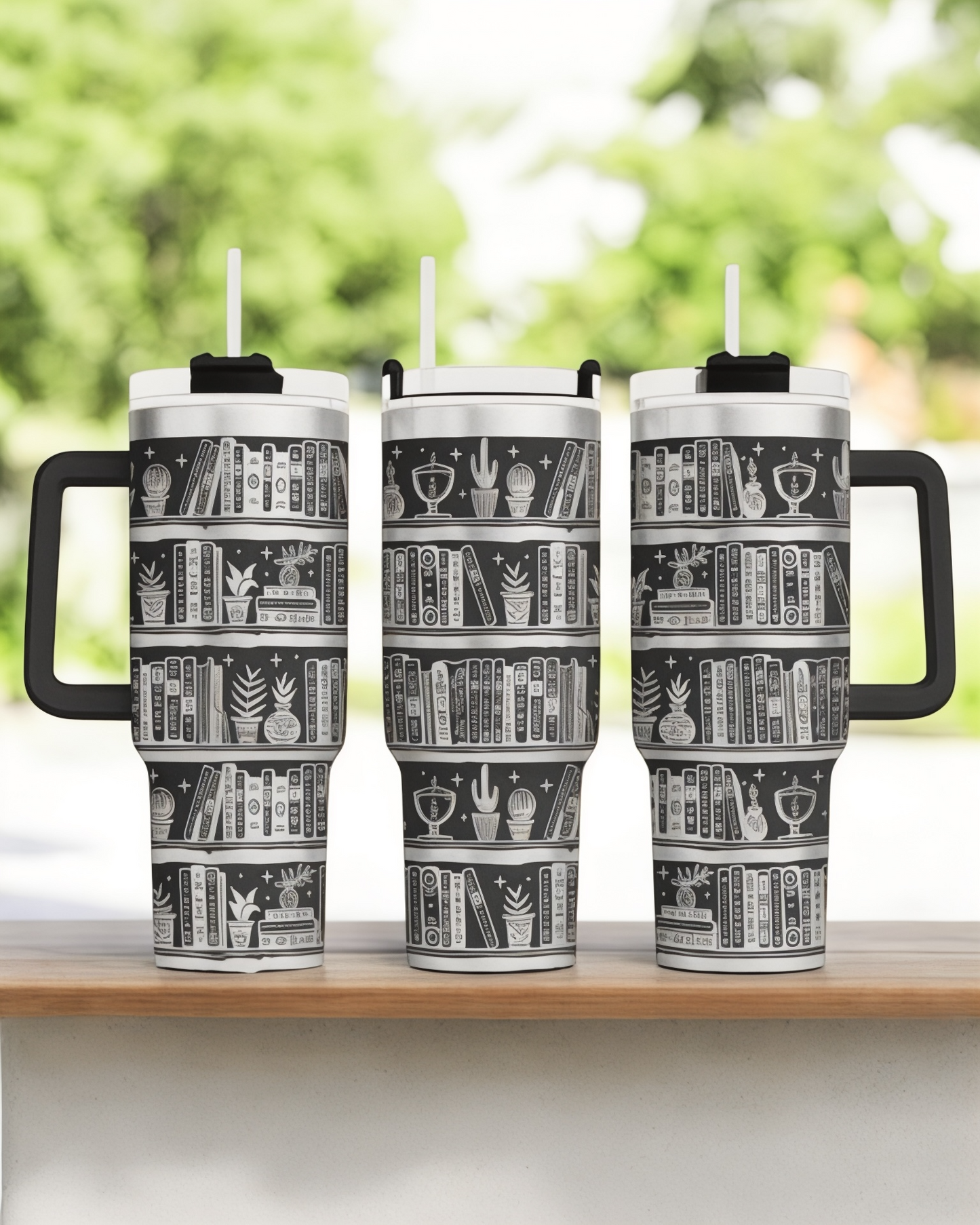 Bookshelf Book Lover Engraved 40oz Tumbler