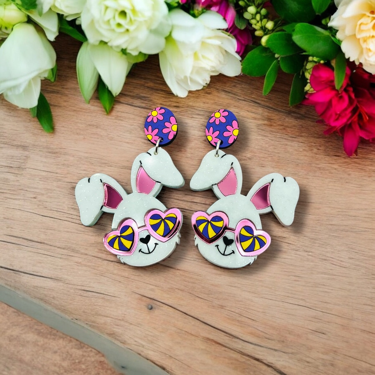 Groovy Easter Bunny Acrylic Earrings