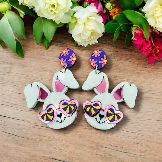 Groovy Easter Bunny Acrylic Earrings