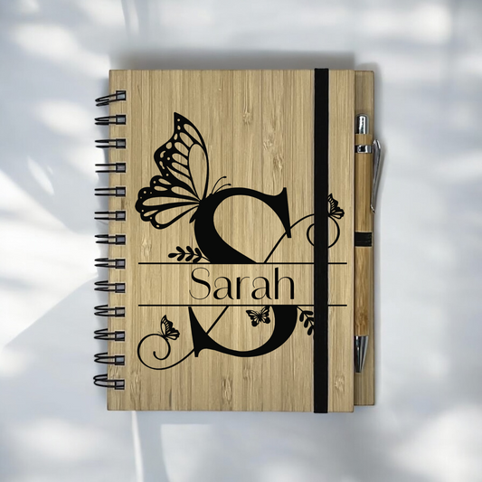 Engraved Butterfly Monogram Notebook