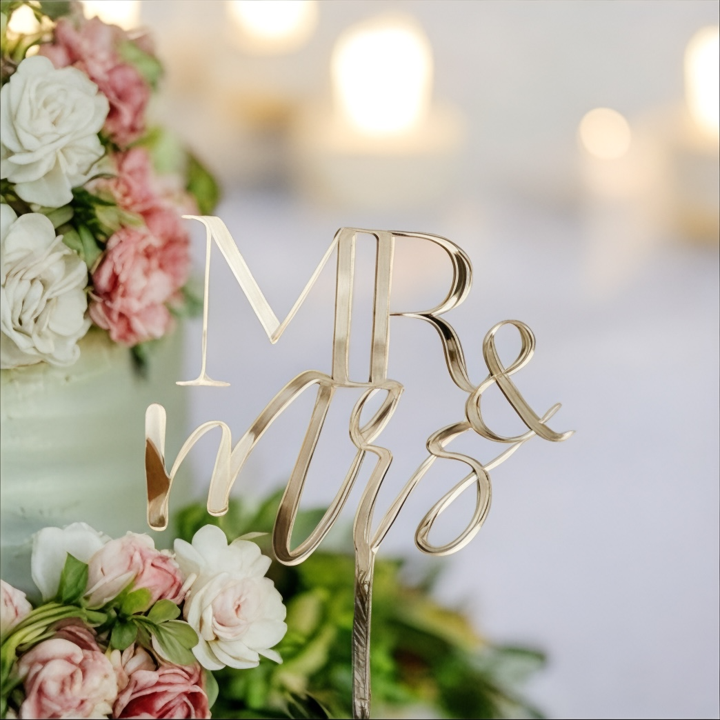 Mr & Mrs Acrylic Wedding Cake Topper