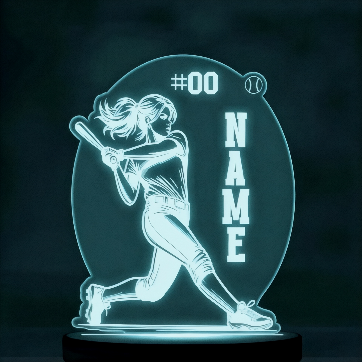 Custom Softball Number Acrylic Light Stand