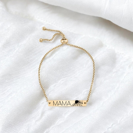 Mama Daisy Engraved Stainless Steel Bracelet