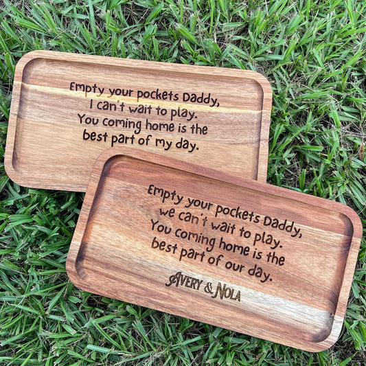 Empty Your Pockets Daddy Personalized Trinket Tray - Rectangle