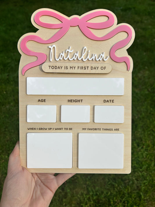 Girly Bow First & Last Day of School Sign