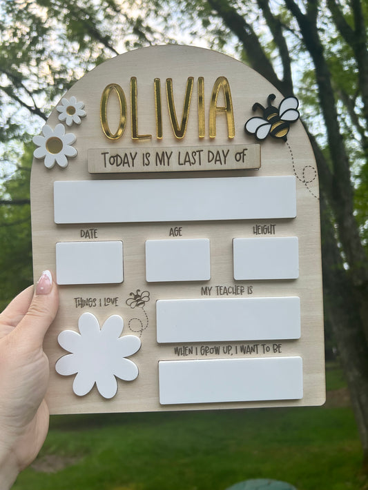 Bumblebee First & Last Day of School Sign