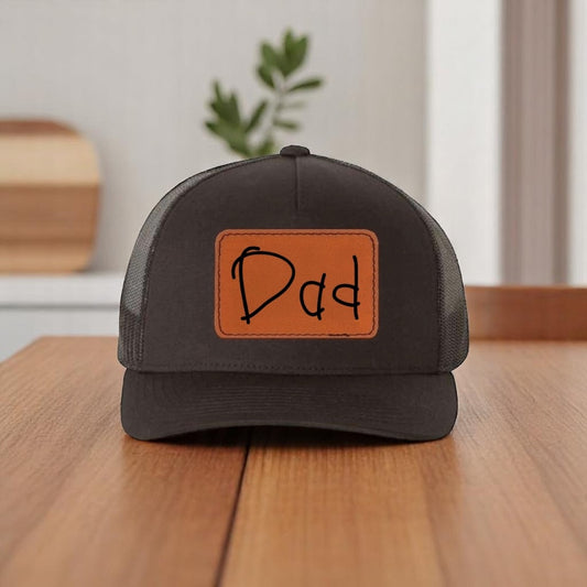 Custom Writing Engraved Leather Patch Hat for Father’s Day, Birthday, Gifting