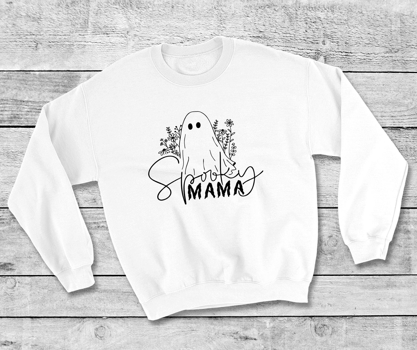 Spooky Mama Floral Ghost Halloween Sweatshirt