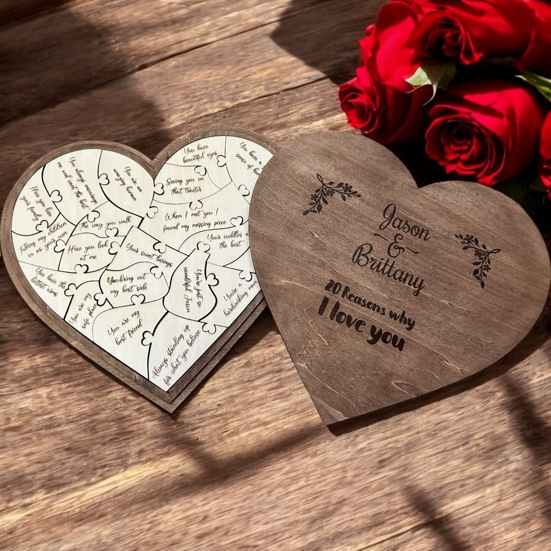 Wooden Custom 20 Reasons Why I Love You Puzzle