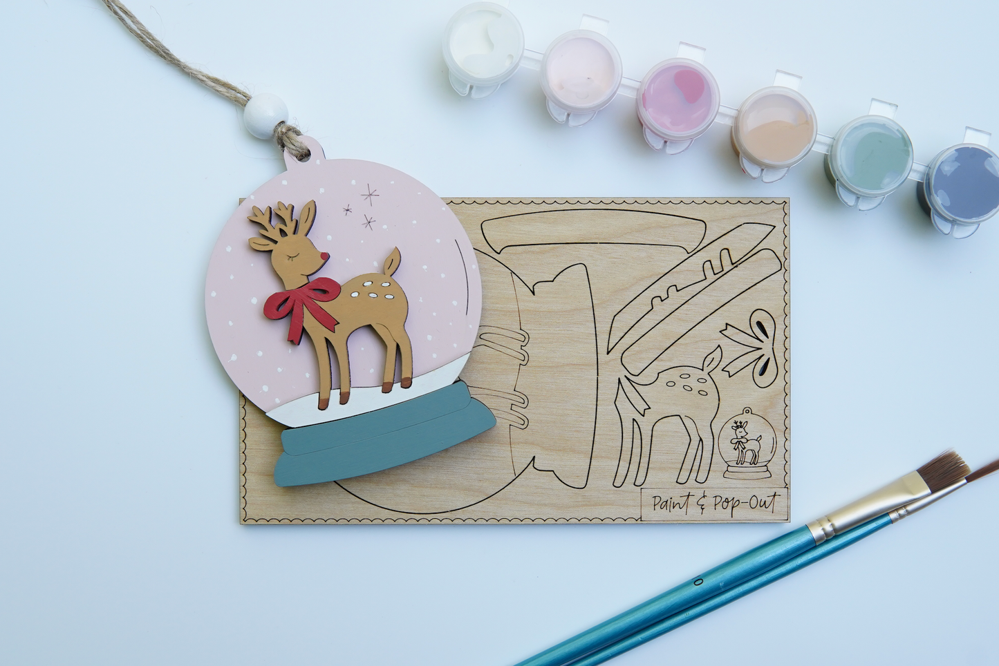 Deer Snow Globe Paint and Pop-Out Ornament Kit