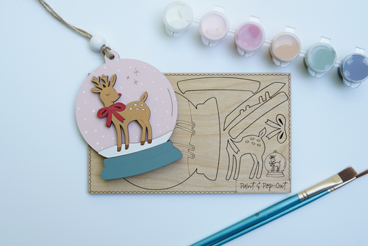 Deer Snow Globe Paint and Pop-Out Ornament Kit