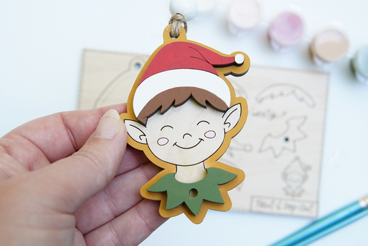 Boy Elf Paint and Pop-Out Ornament Kit