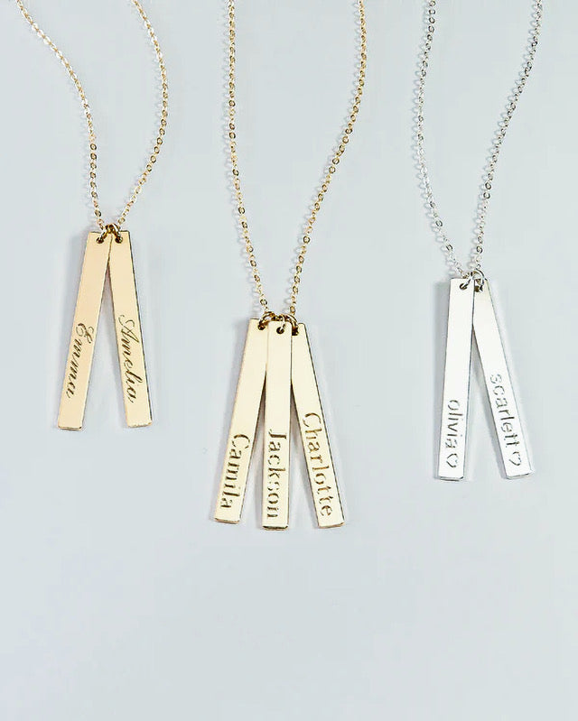 Vertical Bar Engraved Necklace