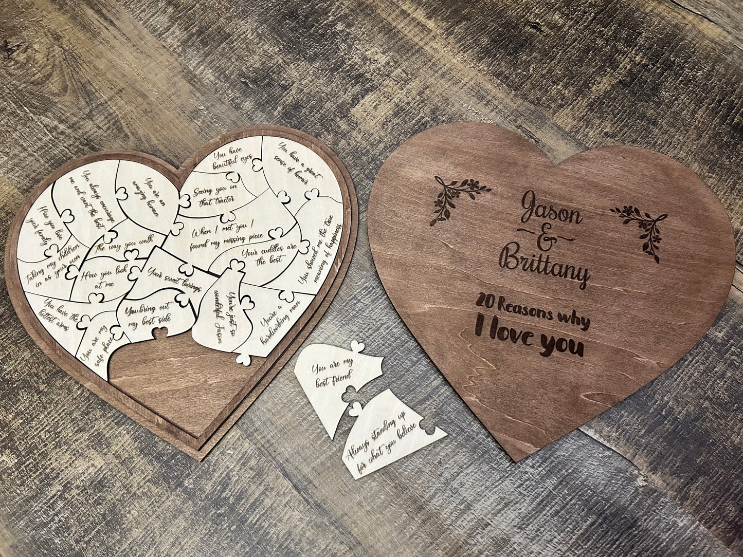 Wooden Custom 20 Reasons Why I Love You Puzzle