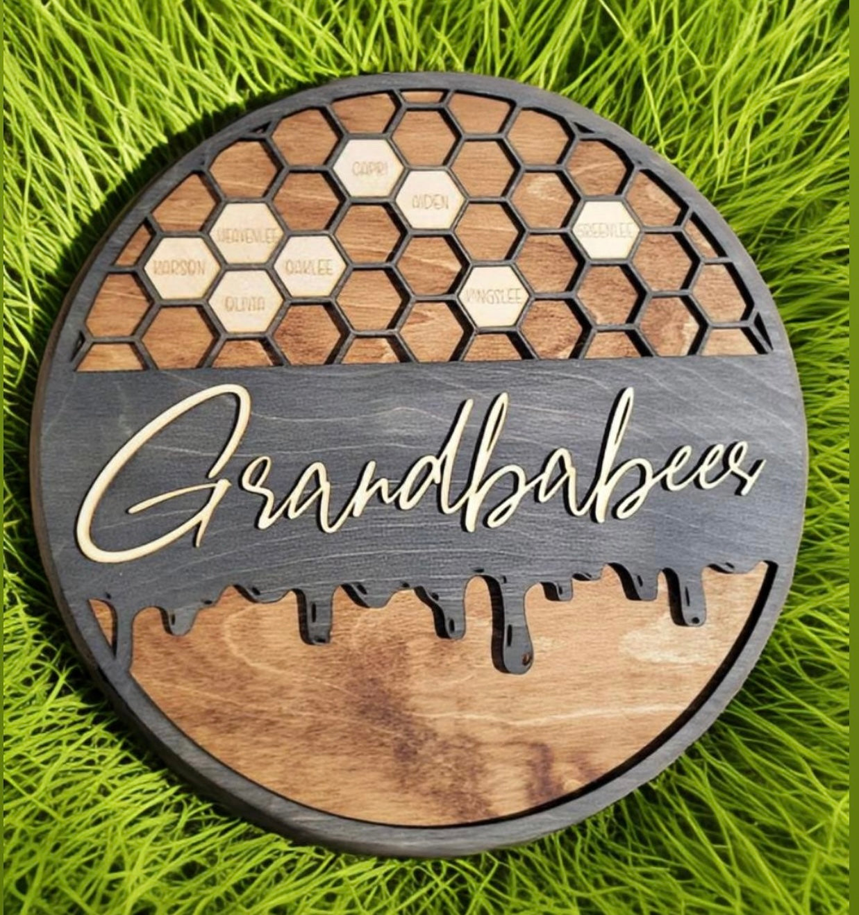 Grandbabees Honeycomb Wood Sign - Personalized