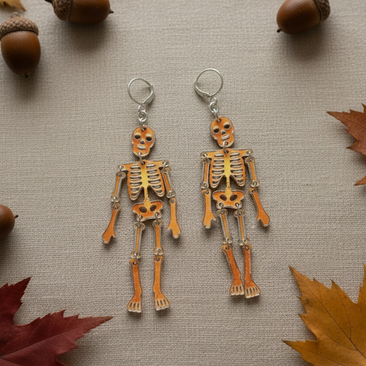 Iridescent Dangly Skeleton with Mini Hoops
