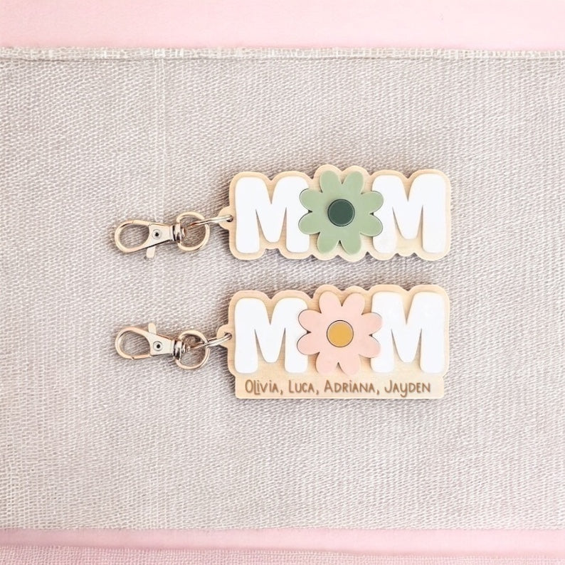 Mom Flower Customized Keychain | Mother’s Day Keychain