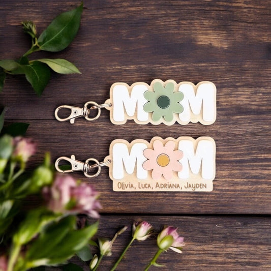 Mom Flower Customized Keychain | Mother’s Day Keychain