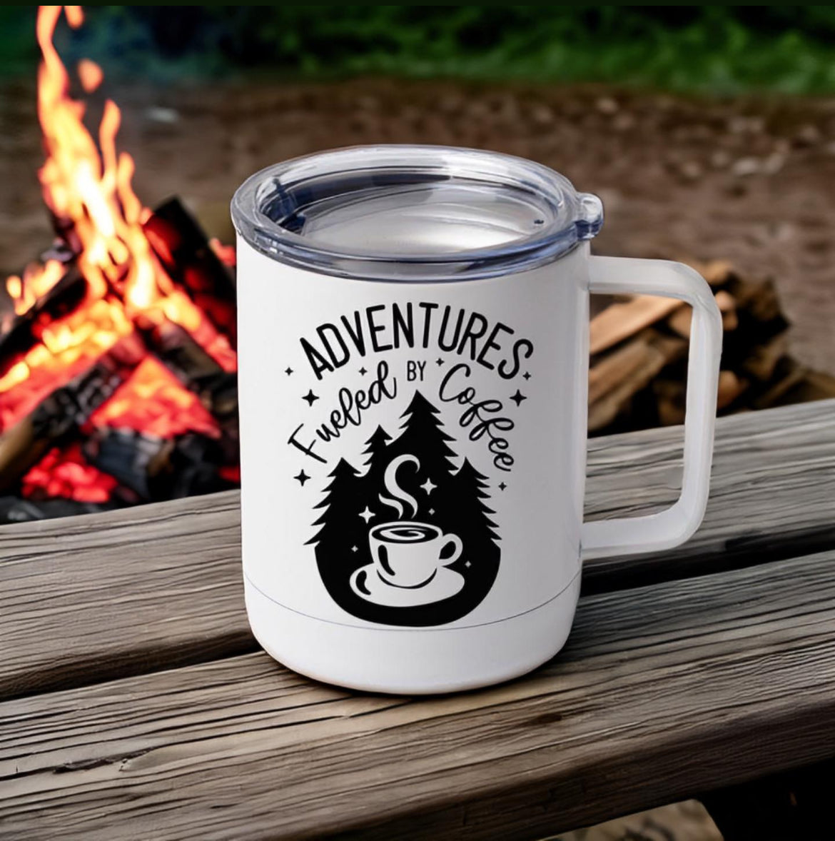 Adventures Fueled By Coffee Insulated Mug - 10oz Stainless Steel