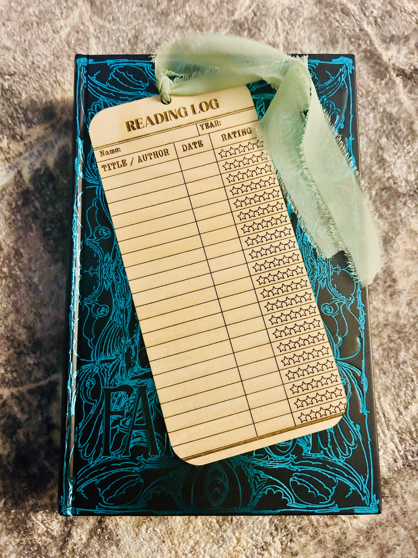 Reading Log Engraved Bookmark with Ribbon
