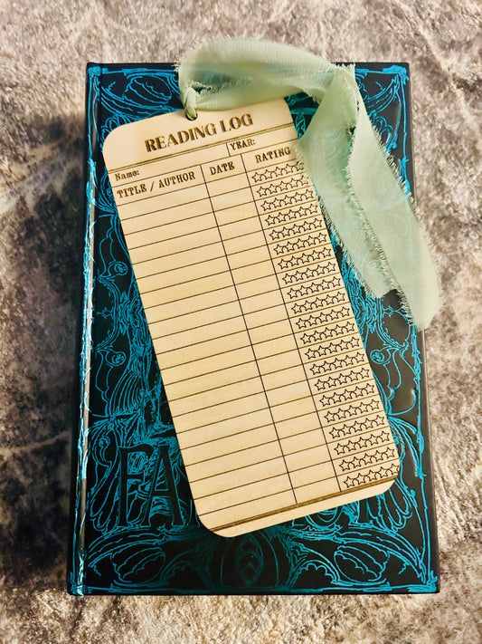 Reading Log Engraved Bookmark with Ribbon