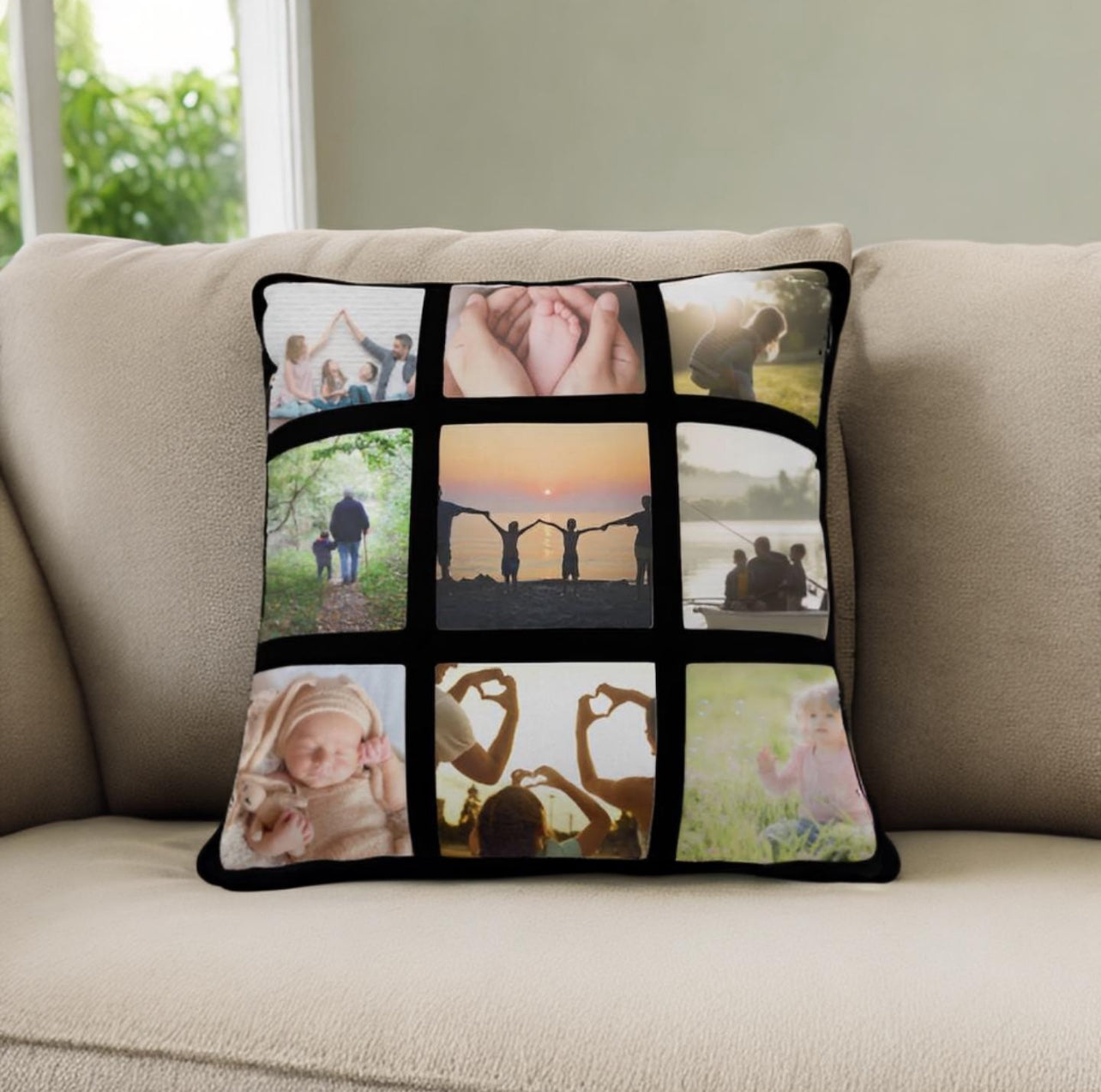 Personalized Photo Throw Pillow Cover - 17.7” x 17.7”