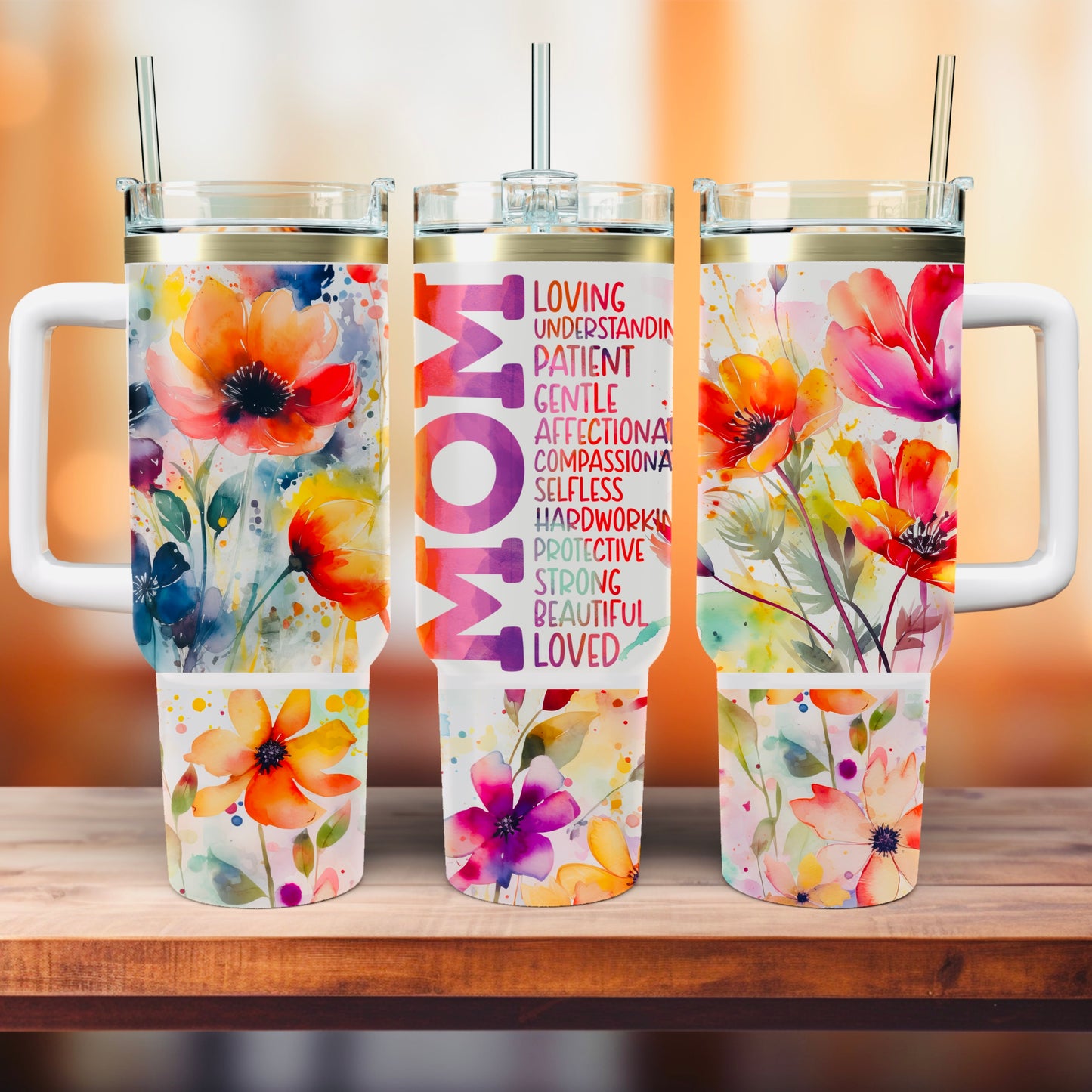 Mom Quote Florals - 40oz Stainless Steel Tumbler