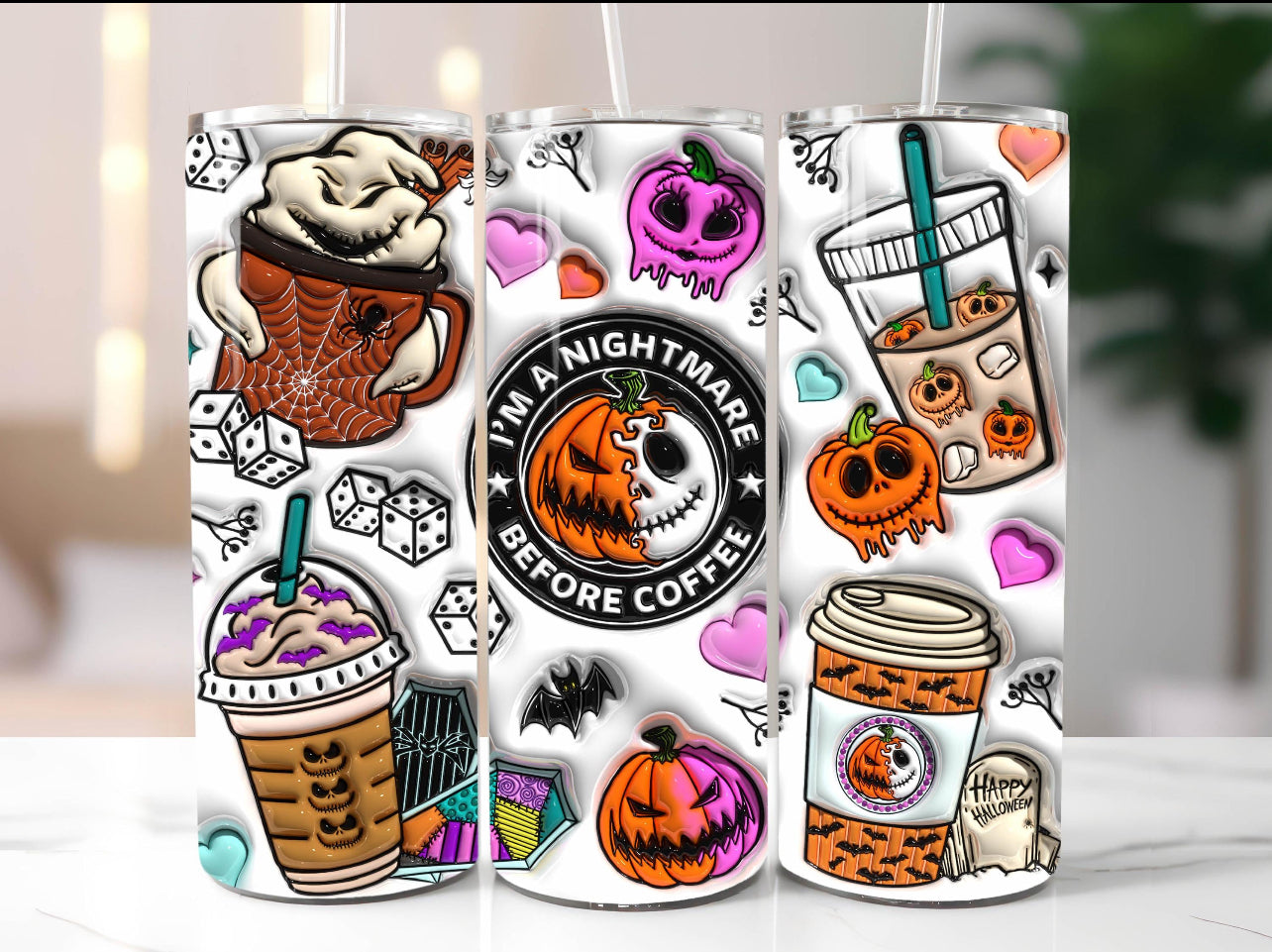 I’m A Nightmare Before Coffee Halloween Tumbler - 20oz Stainless Steel